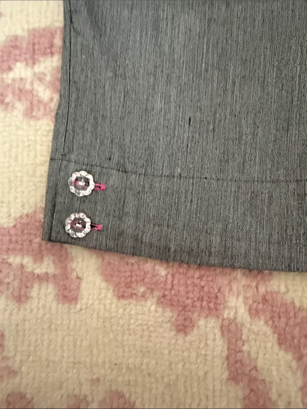 Gray Cropped Capris with Button Hem - Picture 4 of 6